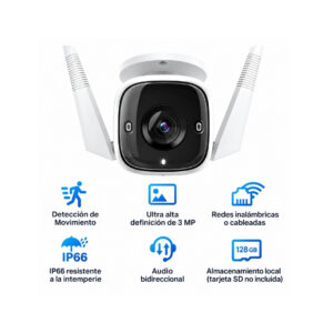 CAMARA TP-LINK TAPO C310 EXT 3MP VN DET MOV AUDIO DV SOP SD128GB