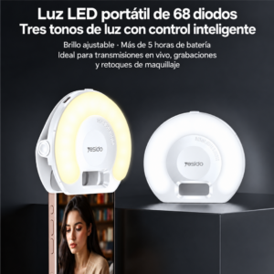 LUZ LED SELFIE BLANCA/AMARILLA 68 LEDS YESIDO DH13
