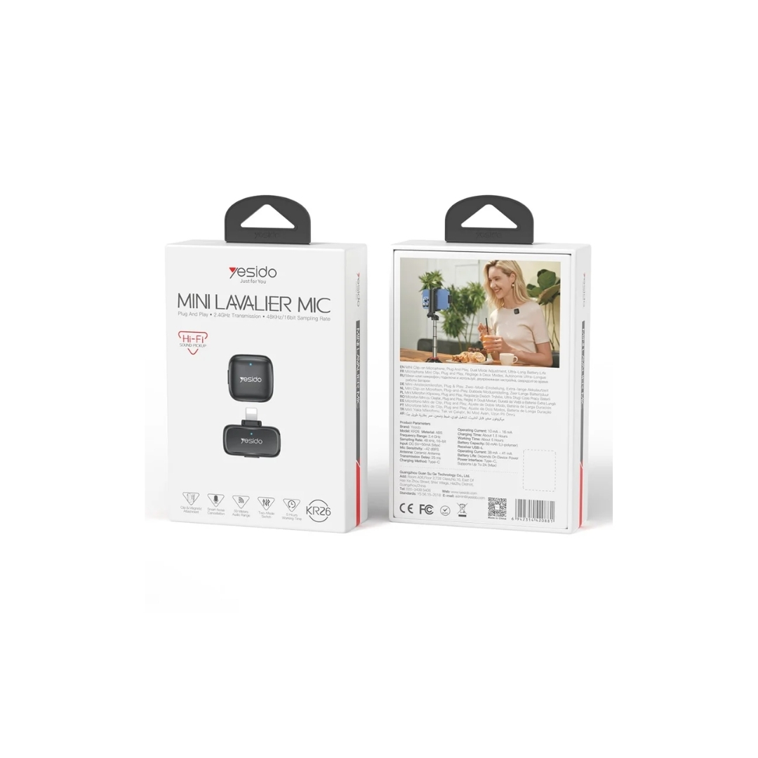 MICROFONO MINI LAVALIER LIGHTNING YESIDO KR26